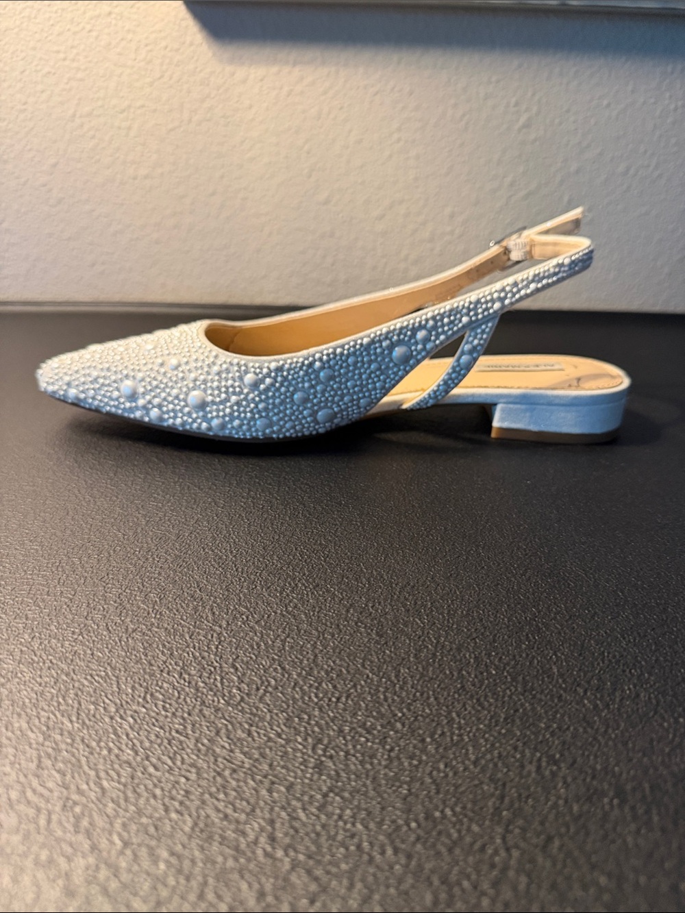Alex Marie White Embellished Pearl Slingback Flats